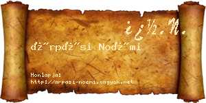 Árpási Noémi névjegykártya