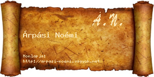 Árpási Noémi névjegykártya